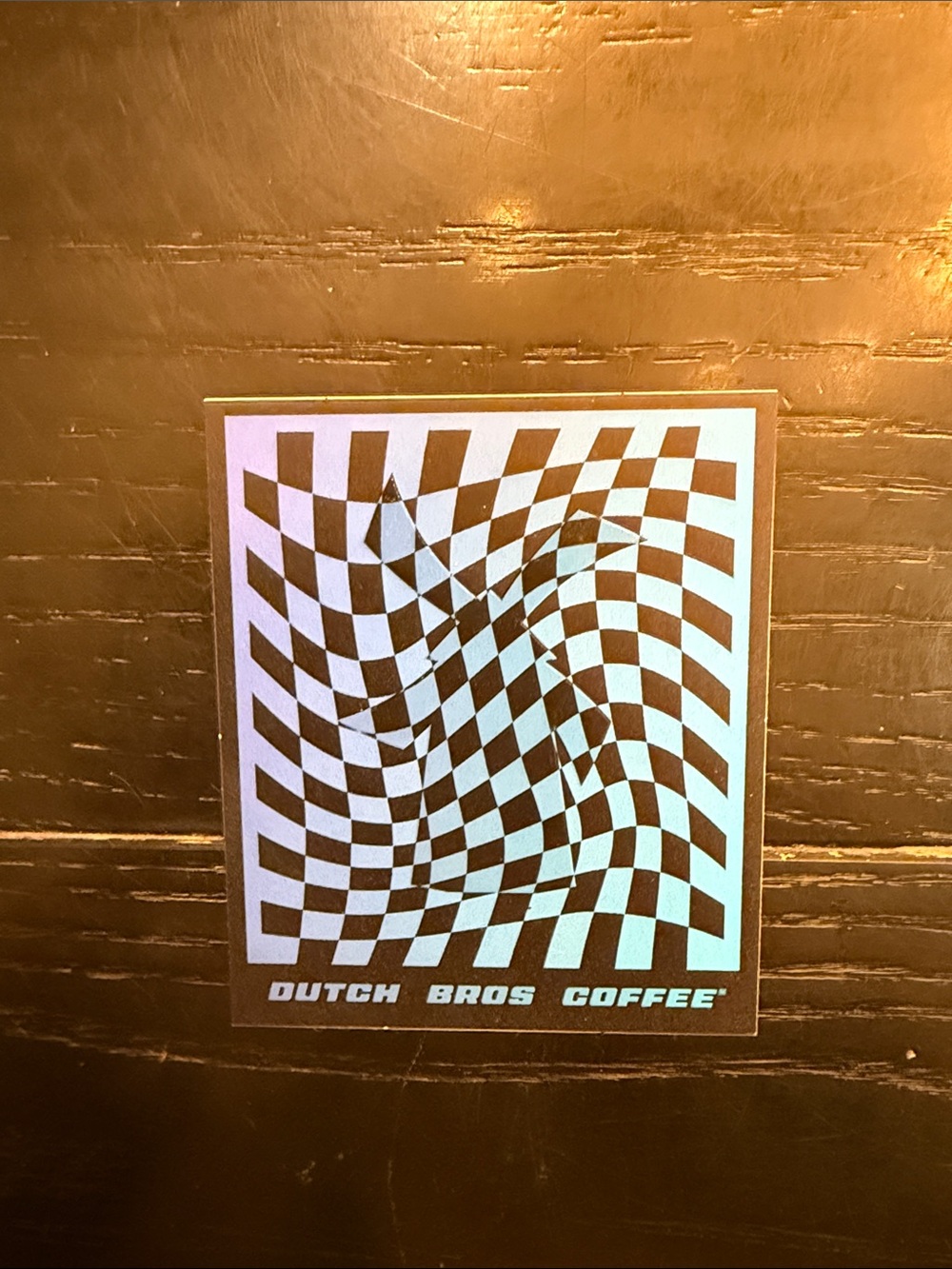 Dutch Bros Black and White Wavy Check Sticker